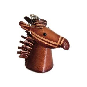 New Brown Horse Western Animal Handmade 3D Leather Key Chain Gift Birthday